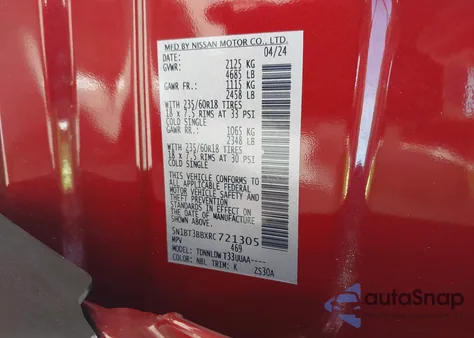 2024 Nissan Rogue Sv Intelligent Awd from USA, damaged, VIN 5N1BT3BBXRC721305